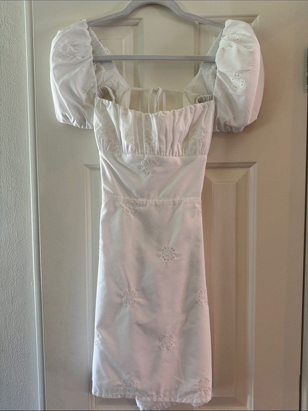 Zara White Puff Sleeve Mini Dress Small